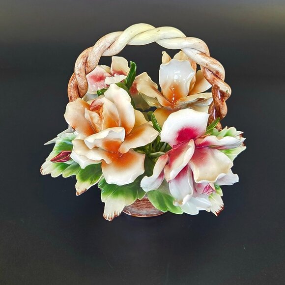 Vintage Capodimonte Ceramic Floral Basket – Italy - Picture 5 of 12